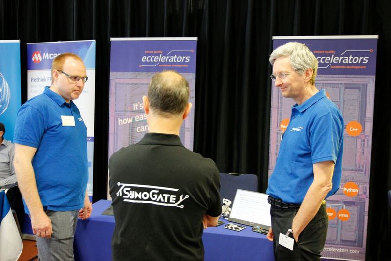 Die diesjährige FPGA Conference Europe hat etliche Rekorde gebrochen: die meisten Aussteller (34), die meisten Teilnehmer (400), davon über 130 aus dem Ausland, die weiteste Anreise (Singapur) und einiges mehr. Im Fokus standen nach wie vor spannende und hilfreiche Vorträge (über 100) von rund 70 Top-Referenten – und ausgiebige Möglichkeiten zum Networking. Damit hat sich Europas größte FPGA Fachkonferenz zur Top-Veranstaltung für programmierbare Logik und Adaptive Computing gemausert. (Bild: VCG)