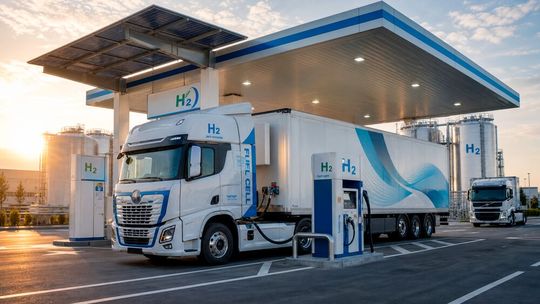 Dass Daimler Truck auch die Wasserstoffstechnik als alternative Antriebsmöglichkeit betrachtet, weiß man schon ein paar Tage. Hier erfährt man noch mehr zu dieser Parallelstrategie zum Elektro-Lkw und warum sie sinnvoll ist ...(Bild:  KI-generiert)