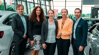 Der künftige Spindler-Beirat (v.l.): Bernhard Fürst, Gesa Köberle, Jeannine Krenn, Monika Spindler-Krenn und Thomas Heiland. Für das Foto wurden die gängigen 3G-Corona-Regeln beachtet. (Spindler-Gruppe)