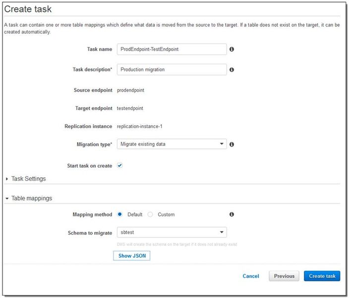 Schritt für Schritt zur Migration: Der Task für die Migration wird angelegt und spezifiziert.  (Bild: AWS)
