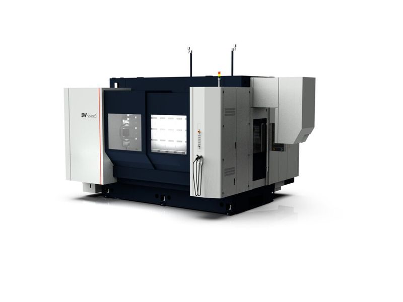 Doppelspindelige Fünf-Achs-Bearbeitungszentren mit bis 3000 mm langen Arbeitswegen in X zum Fertigen von Batteriegehäusen für E-Mobilität. (Bild: SW Machines)