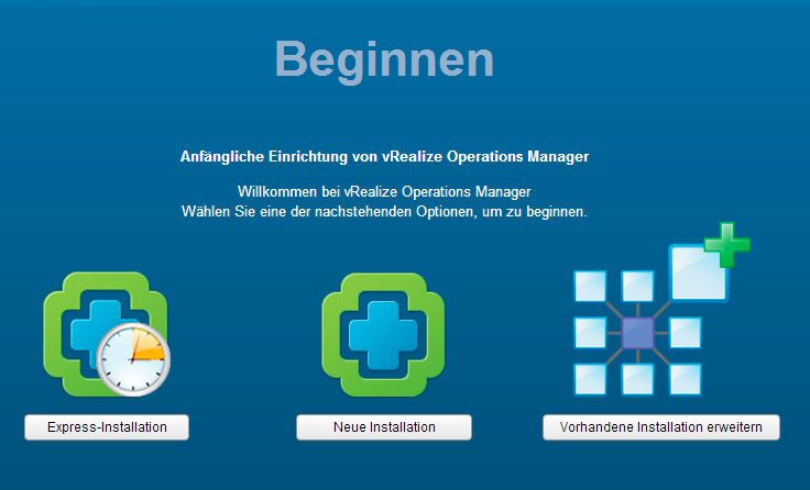 vRealize Operations Manager wird über eine Web-Oberfläche eingerichtet.