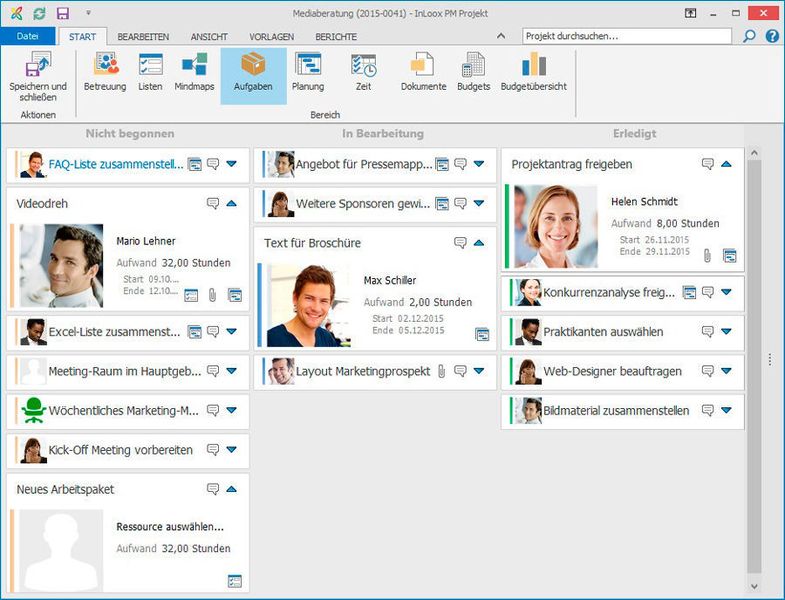 Aufgaben- und Ressourcenverteilung in Loox PM. (InLoox)
