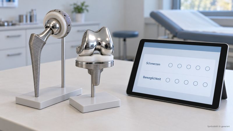 Standzeiten und Patientenbefragungen erfassen unterschiedliche Aspekte der Versorgung mit künstlichen Hüft- und Kniegelenken.(Bild:  Redaktion DeviceMed, KI-generiertes Symbolbild)