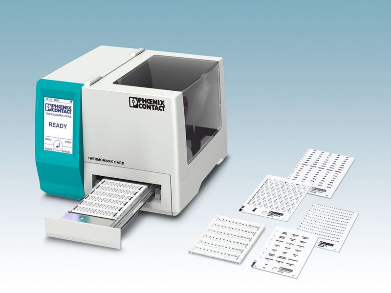 Bild 3: Der Thermomark Card bedruckt alle Kartenmaterialien in nur 8 s. Er eignet sich zur Beschriftung in unterschiedlichen Applikationen.  (Bild: Phoenix Contact)