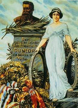 Dunlop bewarb um das Jahr 1900 mit diesem Plakat den Reifen „Pneumatik Dual“. (Archiv: Vogel Business Media)