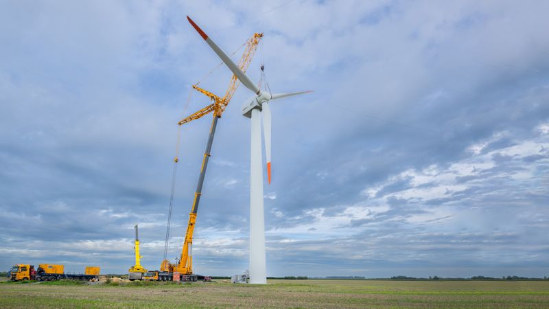OPUS 3 als dritte Anlage im DLR Forschungspark Windenergie WiValdi in Krummendeich(Bild:  DLR)