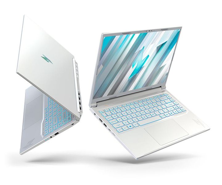 Das von den Abmessungen kleinste Modell der neuen Serie ist das Nitro V 14 AI im weißen Outfit. Die Prozessor- und GPU-Ausstattung entspricht dem Nitro V 17 AI.  (Bild: Acer)