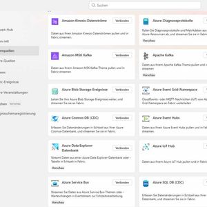 An Microsoft Fabric lassen sich zahlreiche, verschiedene Datenquellen direkt aus der Cloud heraus anbinden. (Bild:  T. Joos)