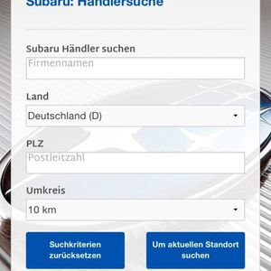 (Screenshot Subaru Service-App)