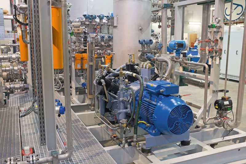 Die Leckageverdichtung erfolgt mit einem Kompressor vom Typ Passat WP156L Bas-Seal-HE-B. (Sauer Compressors)