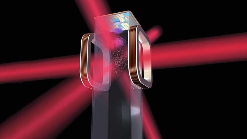 Ein Symbolbild eines Bose-Einstein-Kondensats im Cold Atoms Lab. In unmittelbarer Nähe zum absoluten Temperaturnullpunkt verhalten sich eine Atomwolke wie ein einziges Riesenatom.