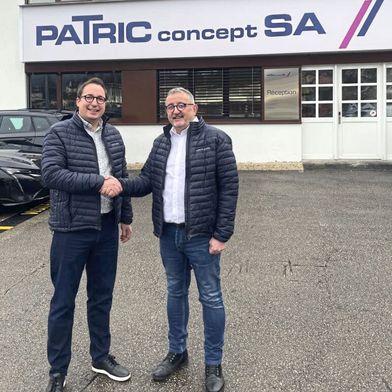 Patrick Feller (à gauche) succède à Thierry Favre (à droite) et devient le nouveau CEO de Patric concept SA. (Source : Patric concept SA)