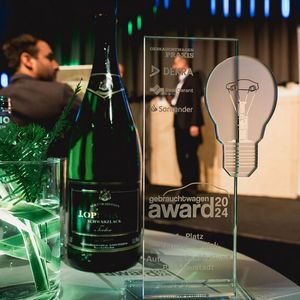 Der Star des Abends war der Gebrauchtwagen Award 2024. Er wurde von der Medienmarke »Gebrauchtwagen Praxis« und den Partnern Dekra, Real Garant und Santander in den Kategorien Vertragshandel und Freier Handel verliehen. (Bild: Foto: Stefan Bausewein)