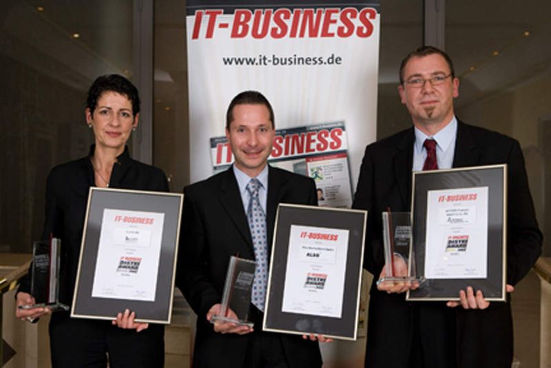 Die Top 3 Broadliner: IT-BUSINESS-Leser kürten Claudia Klein von B.Com mit dem Silber-Award, Roland Franze von Also mit dem Platin-Award und Volker Schwellenberg von Actebis Peacock mit dem Gold-Award. (Archiv: Vogel Business Media)