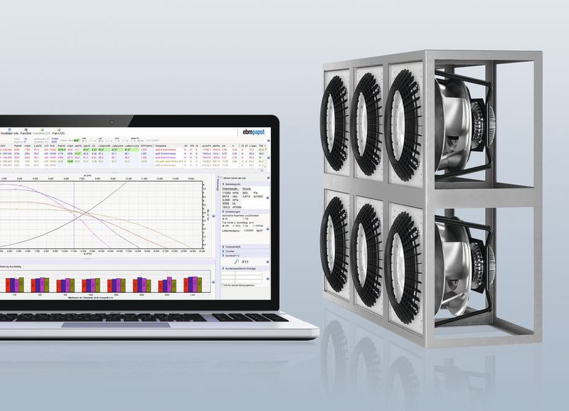 Mithilfe des Auswahlprogramms Fanscout von EBM-Papst lässt sich die wirtschaftlichste Ventilatorkombination ermitteln – auch für Fangrids. (EBM-Papst)