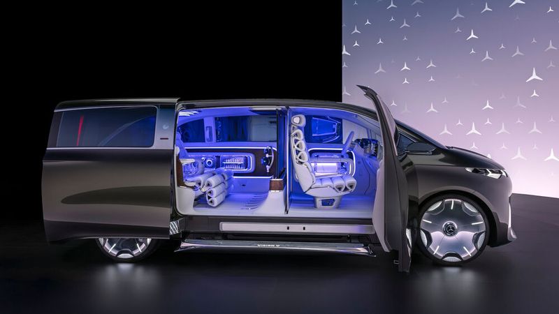 Auf eine klassische C-Säule verzichtet Mercedes beim Vision V. (Bild: Mercedes-Benz)