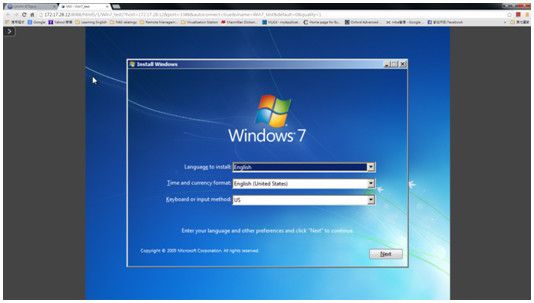 Windows 7 wird in der virtuellen Maschine hochgefahren. (Qnap)