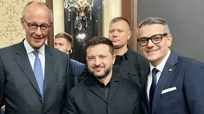 HENSOLDT CEO Oliver Dörre with German Chancellor Friedrich Merz and Ukrainian President Volodymyr Zelenskyy during the visit. (Source: HENSOLDT)