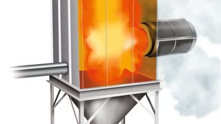 Konzept der flammenlosen Druckentlastung: Ein engmaschiges Filtergewebe in Kombination mit einer Partikelretention entzieht der Flamme Energie und stoppt damit die Verbrennungsreaktion. Dennoch lohnt sich die individuelle Betrachtung der Gefahrenstelle. So ist bei Elevatoren unter Umständen ein Elequench die sicherere Alternative. (Bild: Fike)