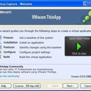 Abbildung 1: Der Startbildschirm von ThinApp. Das Video liefert einen schnellen Überblick zur Funktionsweise. Bild: Baumeister