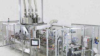 Die Dornrad-Paketieranlage PME 4061 umfasst die Produktzufuhr, ein integrierte Wägesystem, die Paketiereinheit, die Abfüllanlage sowie die Produktausgabeeinheit. Bild: Bosch Packaging Technology (Archiv: Vogel Business Media)