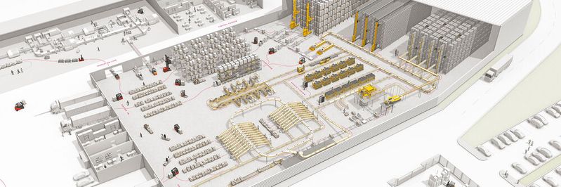 Das Warenlager der Zukunft wird nahezu komplett automatisiert sein. Die Beleuchtung kann somit heruntergedreht werden - daher der Begriff Dark Warehouse(Bild:  Dematic)