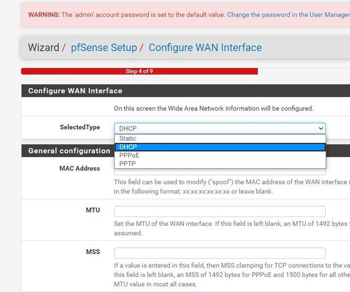 Die Einstellungen für WAN- und LAN-Interface erfolgen im Einrichtungsassistenten von pfSense. (Joos)
