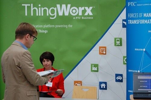 Die IoT-Applikationsplattform ThingWorx stand am Stand des Hauptsponsors PTC im Vordergrund.   (Johann Wiesböck/EP)
