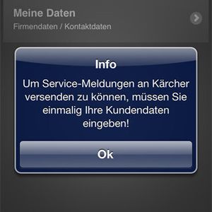 Die Kärcher Service App bietet Kunden eine schnelle und unkomplizierte aufgabe von Service-Meldungen, z.B. im Fall von Maschinenschäden.