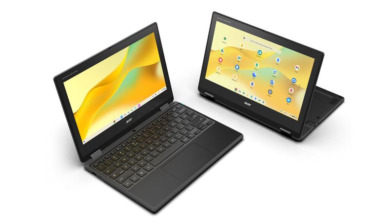 Beim Acer Chromebook Spin 311 ist das 11,6-Zoll-Touch-Display mit Stiftbedienung optional durch ein antimikrobielle beschichtetes Gorilla Glass geschützt. Die Auflösung des IPS-Panels beträgt wie beim Vorgänger 1.366 x 768 Picel. (Bild: Acer)