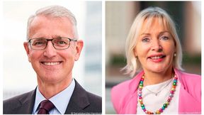 Christian Pfromm, Chief Digital Officer (CDO) in Hamburg und Prof. Dr. Krisitina Sinemus, Hessische Ministerin für Digitalisierung und Innovation.  (Bild: © Canva / Senatskanzlei Hamburg / Staatskanzlei Hessen, MinD)