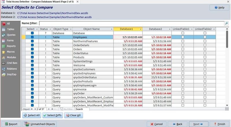 Total Access Detective integriert sich als Add-in direkt in Microsoft Access und erweitert die Entwicklungsumgebung um eine umfassende Vergleichsfunktion.(Bild:  Joos – FMS)