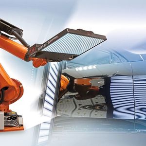 The sensors in the Reflectcontrol series were developed for the surface inspection of reflective parts. The high-precision resolution benefits the paint defect inspection of leading automotive manufacturers.(Image: Micro-Epsilon)