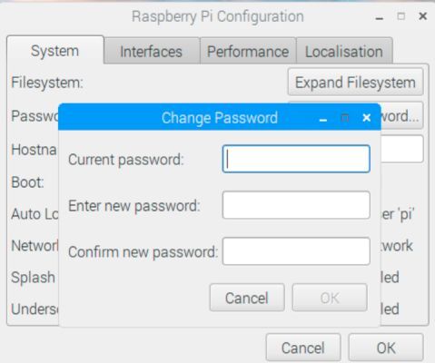 Mehr Sicherheit für Raspberry Pi: Im Menü Raspberry Pi Configuration lässt sich das werksseitige, bekannte Passwort 'raspberry' schnell in ein individuelles, sicheres Passwort ändern. (Bild: raspberrypi.org)