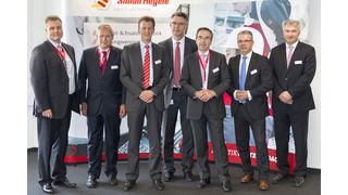 Weiten ihre Zusammenarbeit aus (v.l.): Stefan Schneider (DB KT), Ralf Lüthi (DB), Christian Dorf (Hegele), Jürgen Höflinger (Hegele), Norbert Becker (DB KT), Ingo Merz (Hegele) und Dr. Christian Möller (Hegele). (Bild: Hegele)