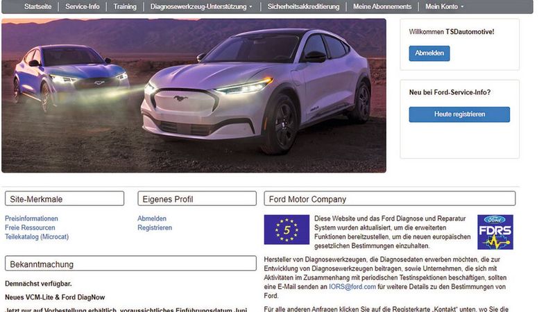Damit freie Werkstätten an sicherheits- und diebstahlrelevante Daten auf den jeweiligen Serviceportalen der Fahrzeughersteller gelangen, benötigen sie ab dem 1. August ein  SERMA-Zertifikat.(Bild:  Ford)