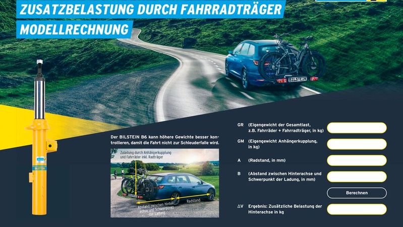 Der Fahrwerkspezialist bietet freien Werkstätten ein digitales Service-Tool, das die Auswirkungen von Stützlasten auf die Fahrdynamik transparent macht.(Bild:  Bilstein)