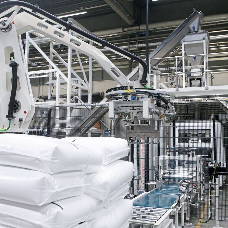Bis zu 800 Sack Ammoniumchlorid pro Stunde kann die FFS-Anlage abfüllen und verpacken.