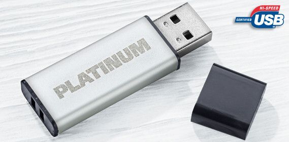 Der USB-2.0-Stick von Platinum hat ein Alugehäuse und kostet 15,99 Euro bei Aldi Süd. (Bild: Aldi)