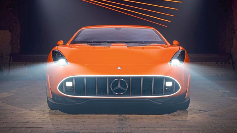 Trotz E-Antrieb trägt der AMG Concept GT XX eine moderne Interpretation des Panamericana-Grills. (Bild: Mercedes-Benz)