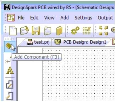 Designspark PCB: Hinzufügen eines Elements aus der Library (Bild: RS Components)
