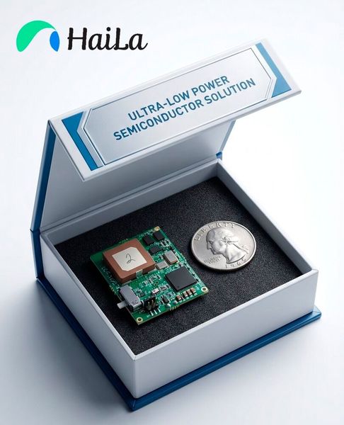 Haila Technologies (Halle 1, Stand 101) präsentiert ein Funk-SoC mit Backscatter-Technologie, das mit weniger als 10 µW Leistungsaufnahme auskommt. Dadurch werden batterielose Ambient-Power-Systeme oder IoT-Geräte mit extrem langen Wartungsintervallen möglich. (Bild: Haila)