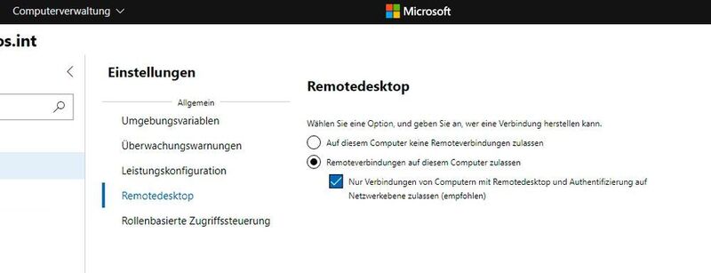 Der Remotedesktop kann im Windows Admin Center auch gleich aktiviert werden. (Joos / Microsoft)