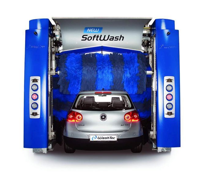 Die Portalwaschanlage New-Soft von Wash-Tec benötigt nur wenig Platz.  (Foto: Wash-Tec)