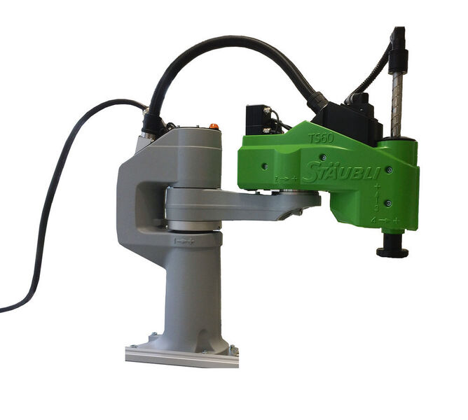 Der Stäubli Scara-Roboter TS 60 kann künftig komplett mit Servoverstärkern von Schneider Electric angesteuert werden. (Stäubli)