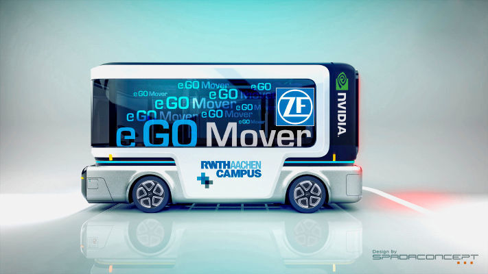 Der People Mover: Das autonom fahrende Fahrzeug wird als gemeinsames Produkt der Kooperation e.GO Moove von ZF und der e.GO Mobile AG gebaut. (ZF Friedrichshafen)