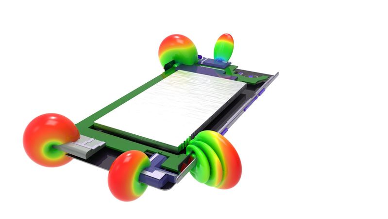 5G-Antennensimulation mit Ansys HFSS, um die Auswirkung der Antennenplatzierung zu beurteilen.(Bild:  Ansys)