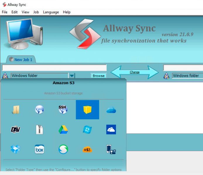 Als Ziel und Quelle für die Synchronisierung stehen bei Allway Sync auch Cloud-Speicher zur Verfügung. (Joos/Allway Sync (Screenshot))
