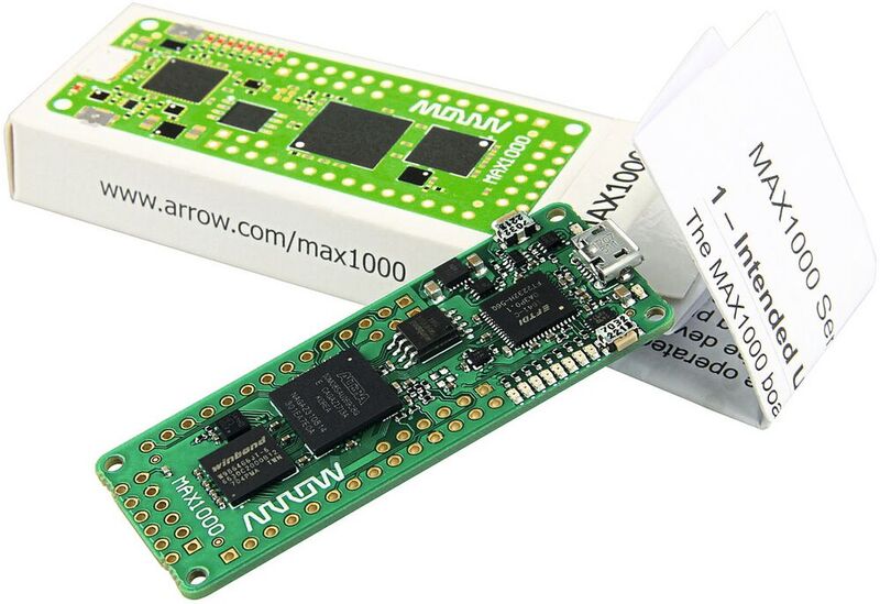 FPGA Maker Board MAX1000 von Arrow: Das Board eignet sich für die Entwicklung von End-to-End-Anwendungen. Es kann direkt in einer benutzerdefinierten Anwendung installiert oder auf einer separaten Platine eingesetzt werden.  (Bild: Arrow/Trenz Electronic)